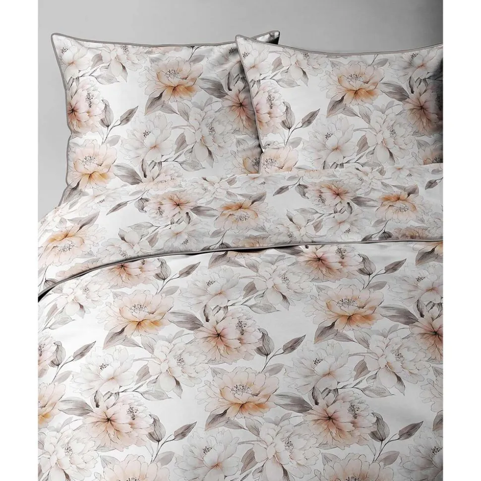 Pościel z perkalu 220 x 200 cm Lame Percale, beżowe kwiaty