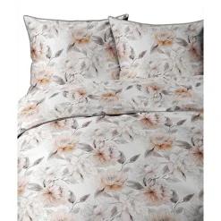Pościel z perkalu 220 x 200 cm Lame Percale, beżowe kwiaty