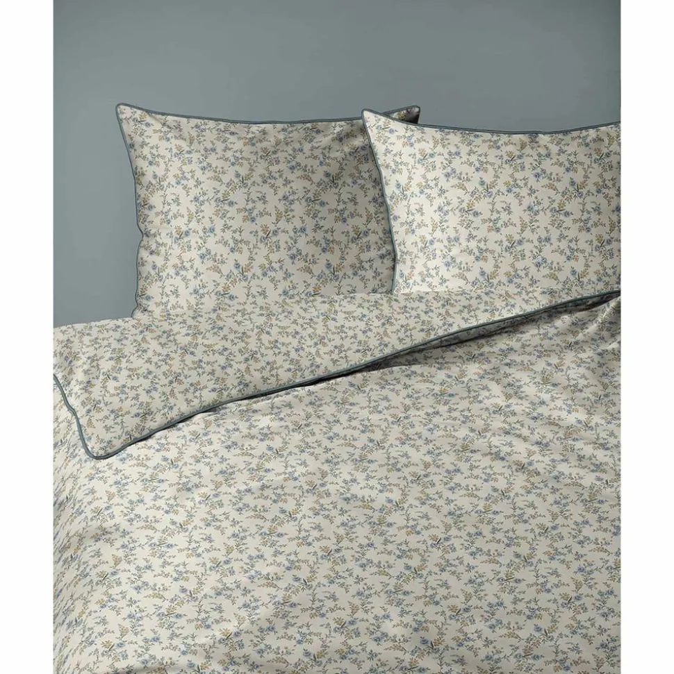 Pościel z perkalu 220 x 200 cm Lame Percale, kwiatki, ecru