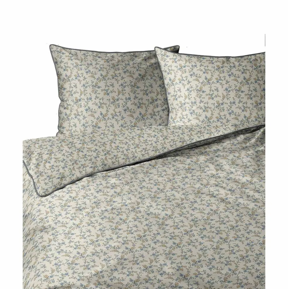 Pościel z perkalu 220 x 200 cm Lame Percale, kwiatki, ecru