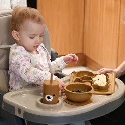 Podkładka Kidnort Retter Mjölk, kształt misia, z przegródkami, brązowa