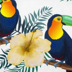 Poduszka Domarex Cleo Bahama Flavo, 30 x 50 cm, tukany, biała