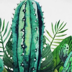 Poduszka Domarex Cleo Bahama Saguaro, 30 x 50 cm, kaktusy, biała