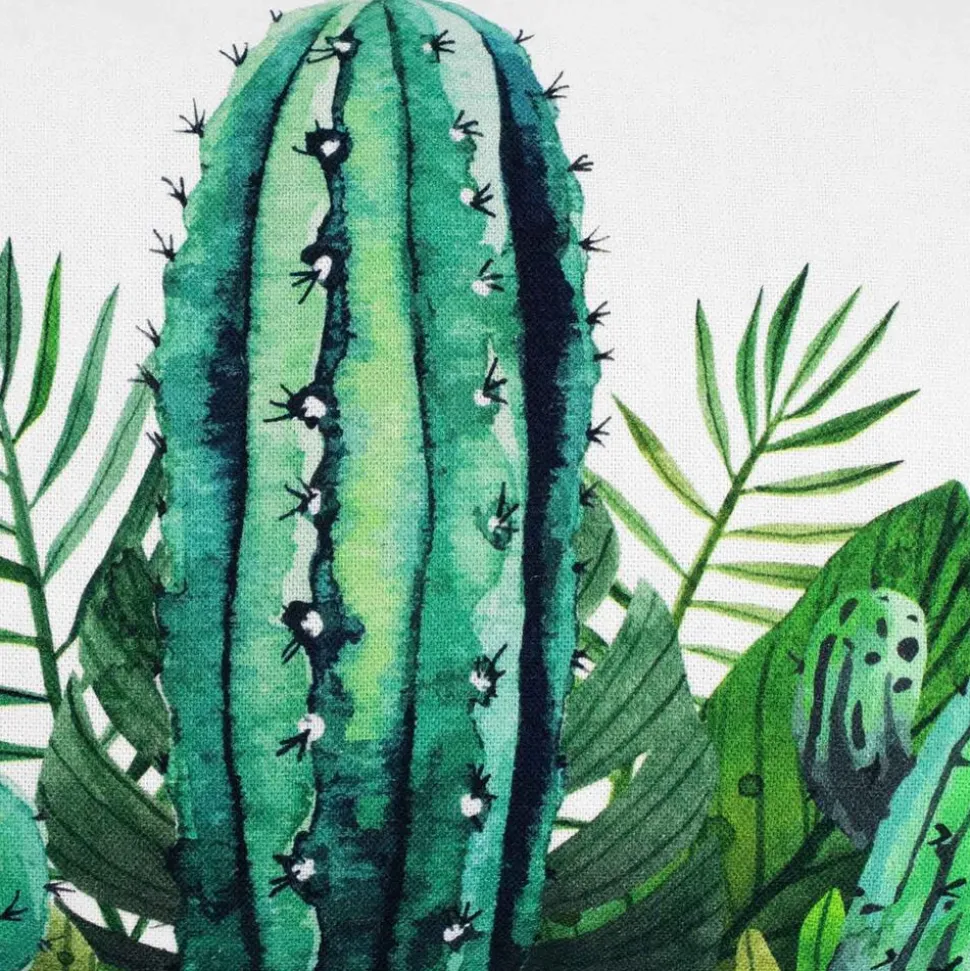 Poduszka Domarex Cleo Bahama Saguaro, 30 x 50 cm, kaktusy, biała
