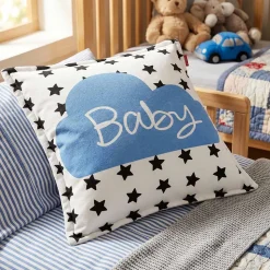 Poduszka Domarex Hello Baby & Love, niebieski nadruk