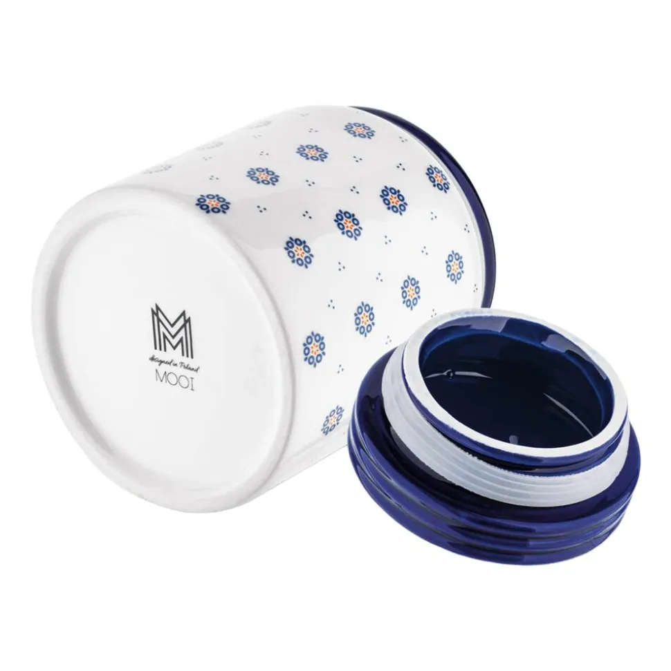 Pojemnik ceramiczny z pokrywką Tadar Folklor, 900 ml, biały