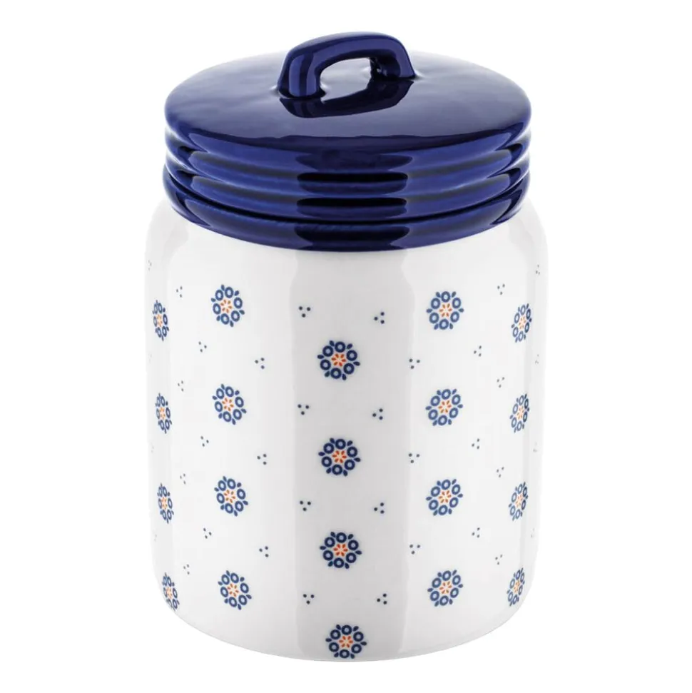Pojemnik ceramiczny z pokrywką Tadar Folklor, 900 ml, biały