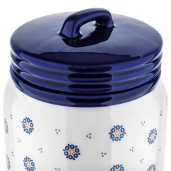 Pojemnik ceramiczny z pokrywką Tadar Folklor, 900 ml, biały
