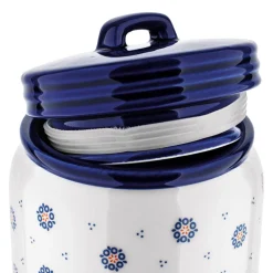 Pojemnik ceramiczny z pokrywką Tadar Folklor, 900 ml, biały