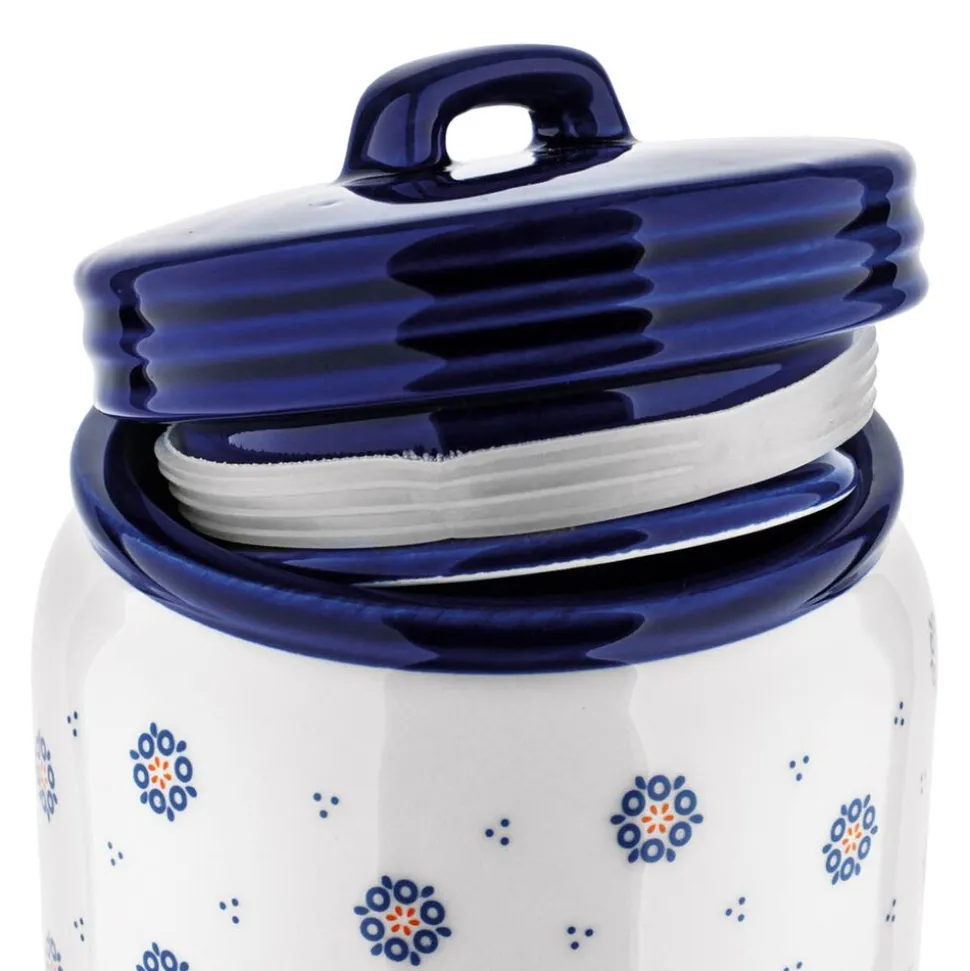 Pojemnik ceramiczny z pokrywką Tadar Folklor, 900 ml, biały
