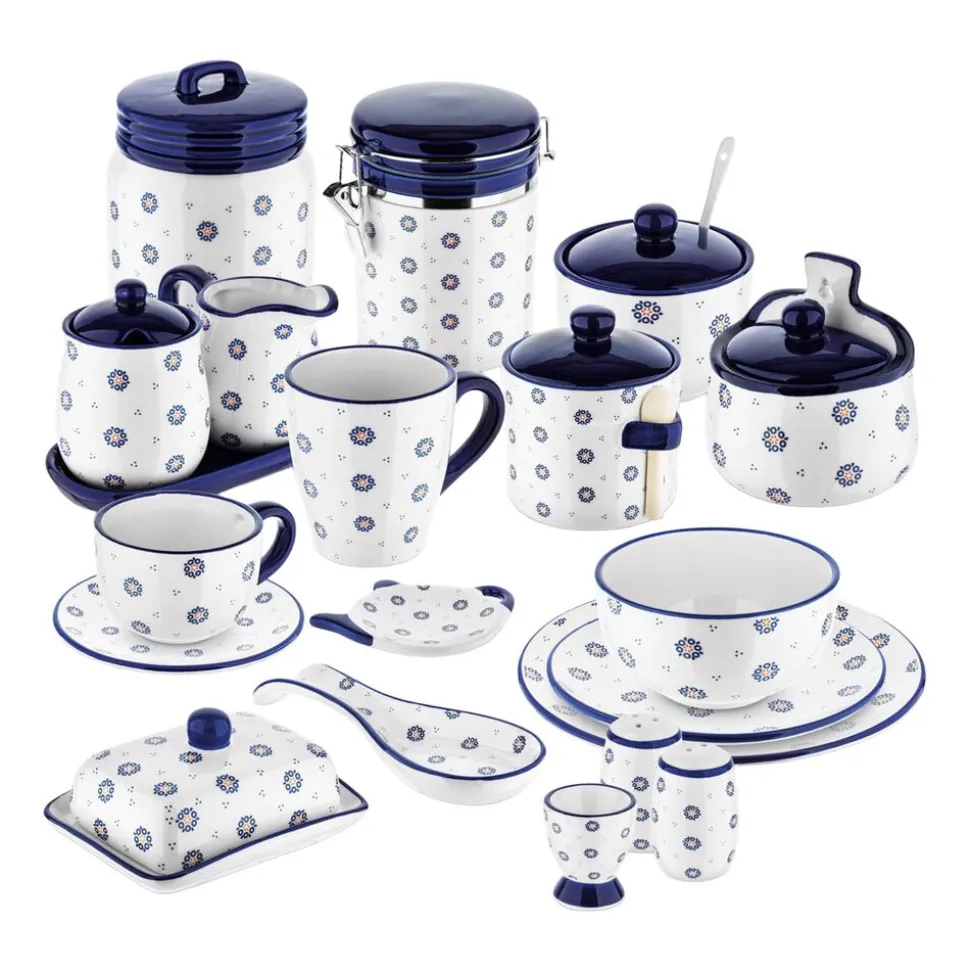 Pojemnik ceramiczny z pokrywką Tadar Folklor, 900 ml, biały