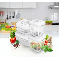 Pojemniki próżniowe MG HOME Clever Kitchen, 4 sztuki, białe
