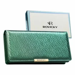 Portfel damski Rovicky R-005-NF8, ze skóry ekologicznej, zielony