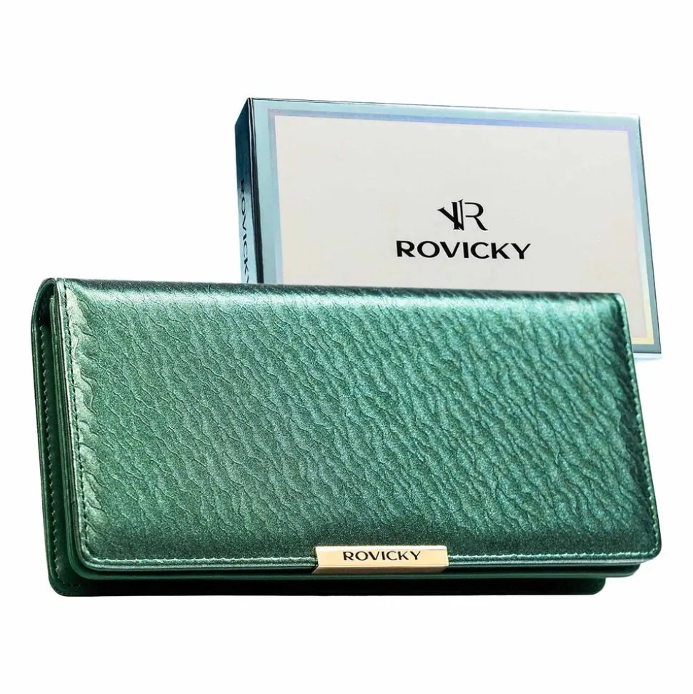 Portfel damski Rovicky R-005-NF8, ze skóry ekologicznej, zielony