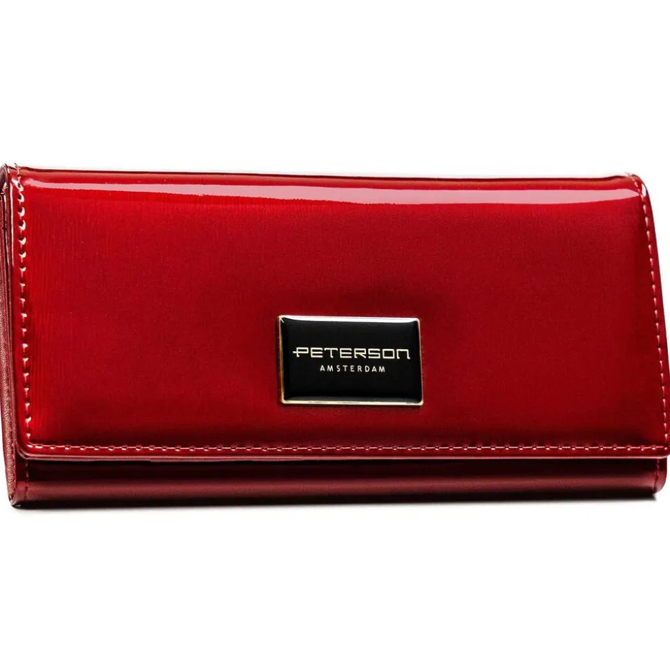Portfel damski skórzany Peterson, 9,5 x 18,5 x 3,5 cm, RFID, z portmonetką