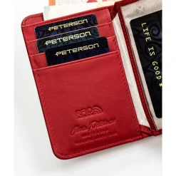 Portfel damski skórzany Peterson, 2,5 x 8,5 x 3 cm, RFID, z zatrzaskiem