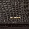 Portfel damski skórzany Wings 2W10, czarny, fakturowany