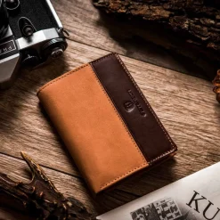 Portfel męski na karty RFID Peterson, jasny brąz, 12, 9,5 x 2 cm