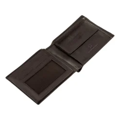 Portfel męski ze skóry bydlęcej Wings, 11 x 13 x 2 cm, RFID, z kieszenią na monety, brązowy