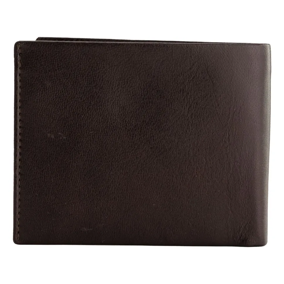 Portfel męski ze skóry bydlęcej Wings, 11 x 13 x 2 cm, RFID, z kieszenią na monety, brązowy