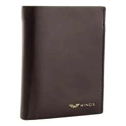 Portfel męski ze skóry bydlęcej Wings, 13 x 10 x 2 cm, RFID, brązowy