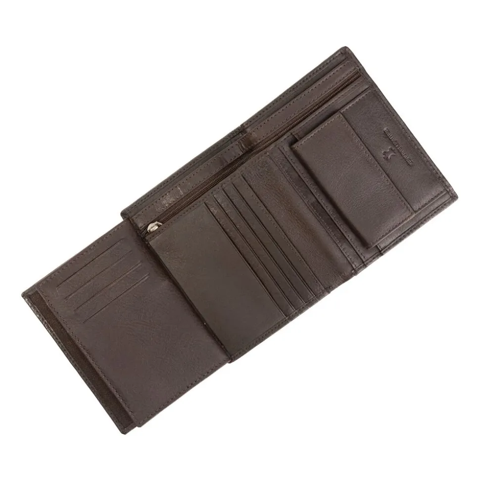 Portfel męski ze skóry bydlęcej Wings, 13 x 10 x 2 cm, RFID, brązowy