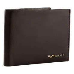 Portfel męski ze skóry bydlęcej Wings, 11 x 13 x 2 cm, RFID, brązowy