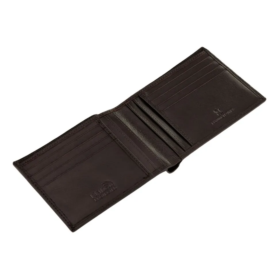 Portfel męski ze skóry bydlęcej Wings, 11 x 13 x 2 cm, RFID, brązowy