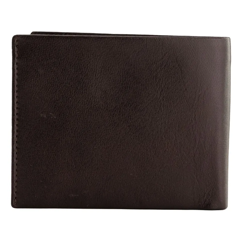 Portfel męski ze skóry bydlęcej Wings, 11 x 13 x 2 cm, RFID, brązowy