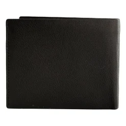 Portfel męski ze skóry koziej Wings, 11 x 13 x 2 cm, RFID, z kieszenią na monety, czarny