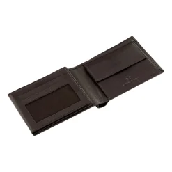 Portfel męski ze skóry koziej Wings, 11 x 13 x 2 cm, RFID, z kieszenią na monety, brązowy