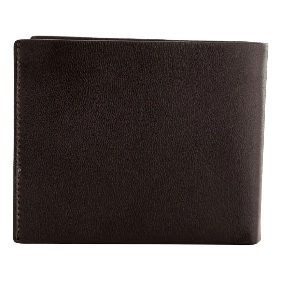 Portfel męski ze skóry koziej Wings, 11 x 13 x 2 cm, RFID, z kieszenią na monety, brązowy