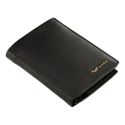 Portfel męski ze skóry koziej Wings, 13 x 10 x 2 cm, RFID, czarny