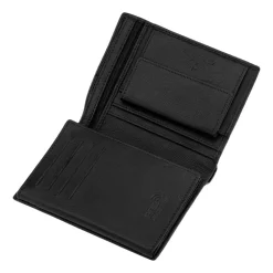 Portfel męski ze skóry koziej Wings, 13 x 10 x 2 cm, RFID, czarny