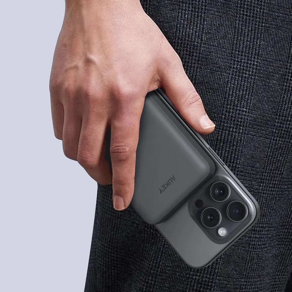 Powerbank Aukey PB-MS04, MagSafe, 10000 mAh, szary