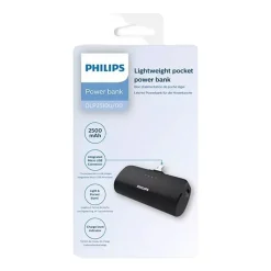 Powerbank Philips DLP2510U/00, micro-USB, 2500 mAh, 10 W, czarny