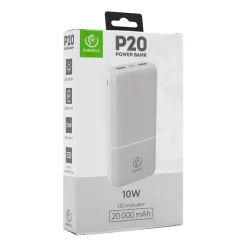 Powerbank Rebeltec P20, 20000 mAh, 10 W, biały