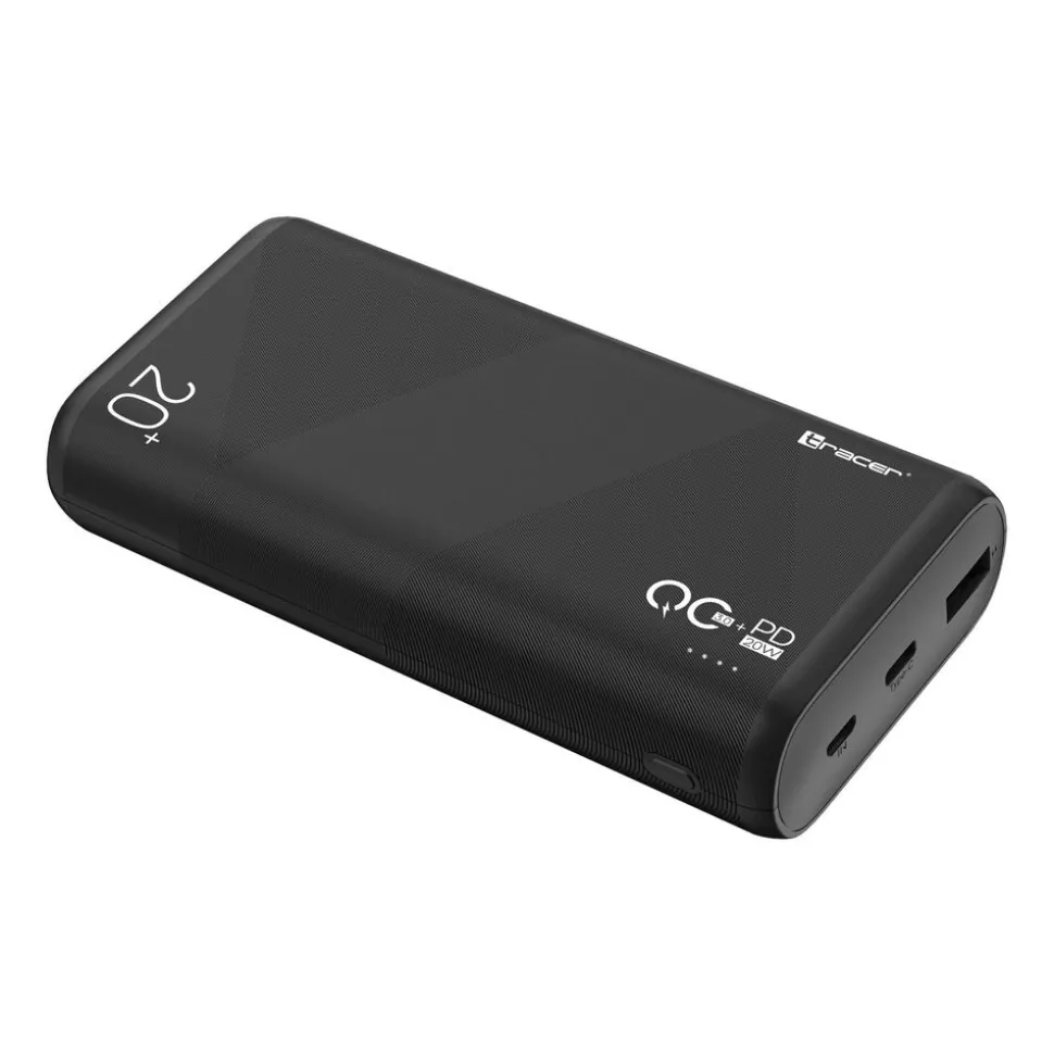 Powerbank Tracer Amos, 20000 mAh, 20 W, czarny