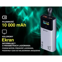 Powerbank Tracer Comet, 10000 mAh, 20 W, czarno-stalowy