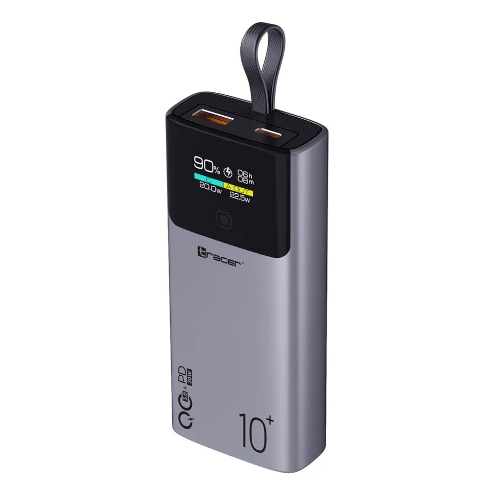 Powerbank Tracer Comet, 10000 mAh, 20 W, czarno-stalowy
