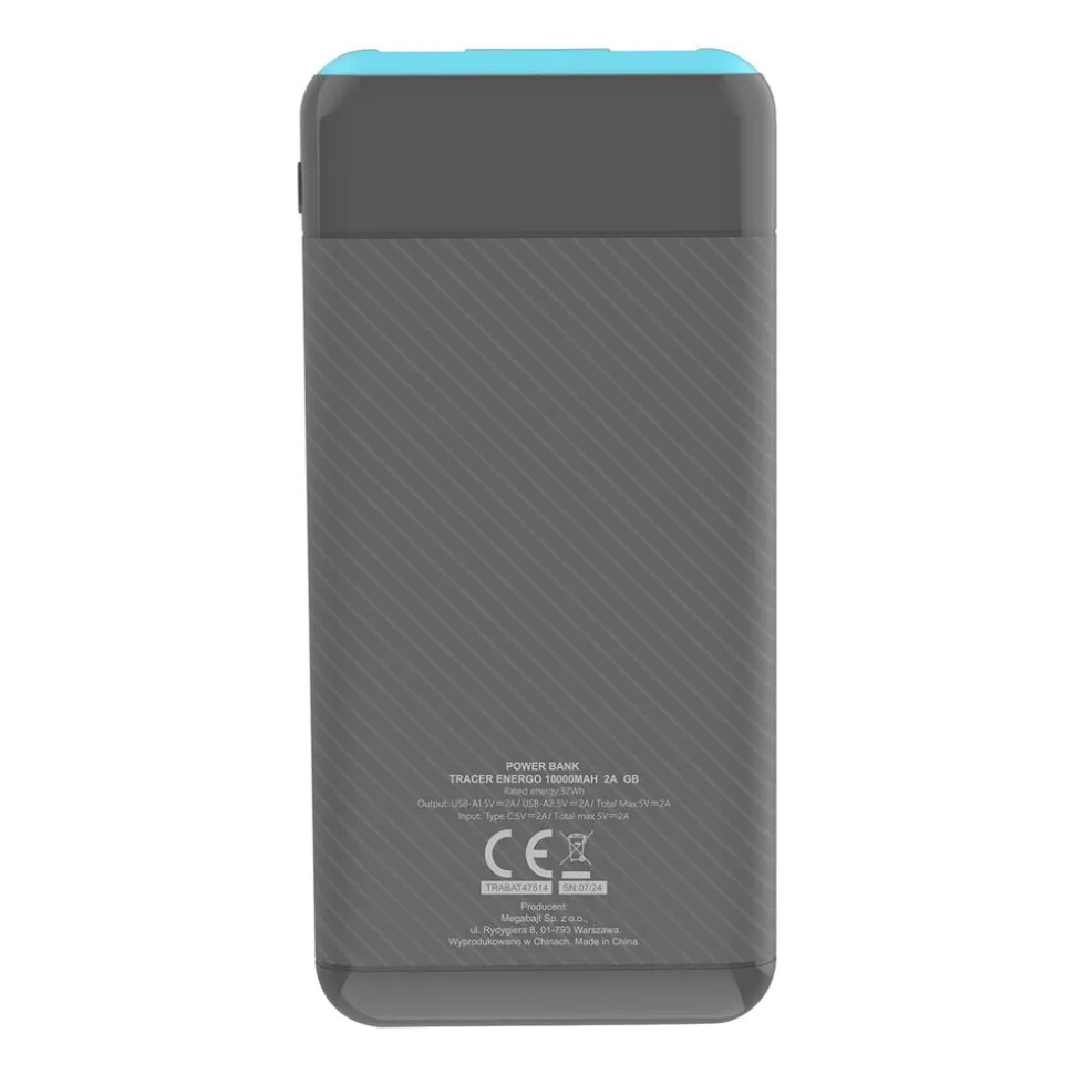 Powerbank Tracer EnerGo, 10000 mAh, szaro-niebieski