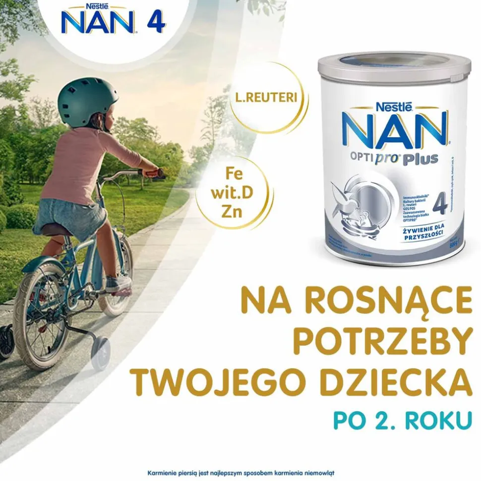 Produkt na bazie mleka NAN Optipro Plus 4, po 2 r.ż., 800 g