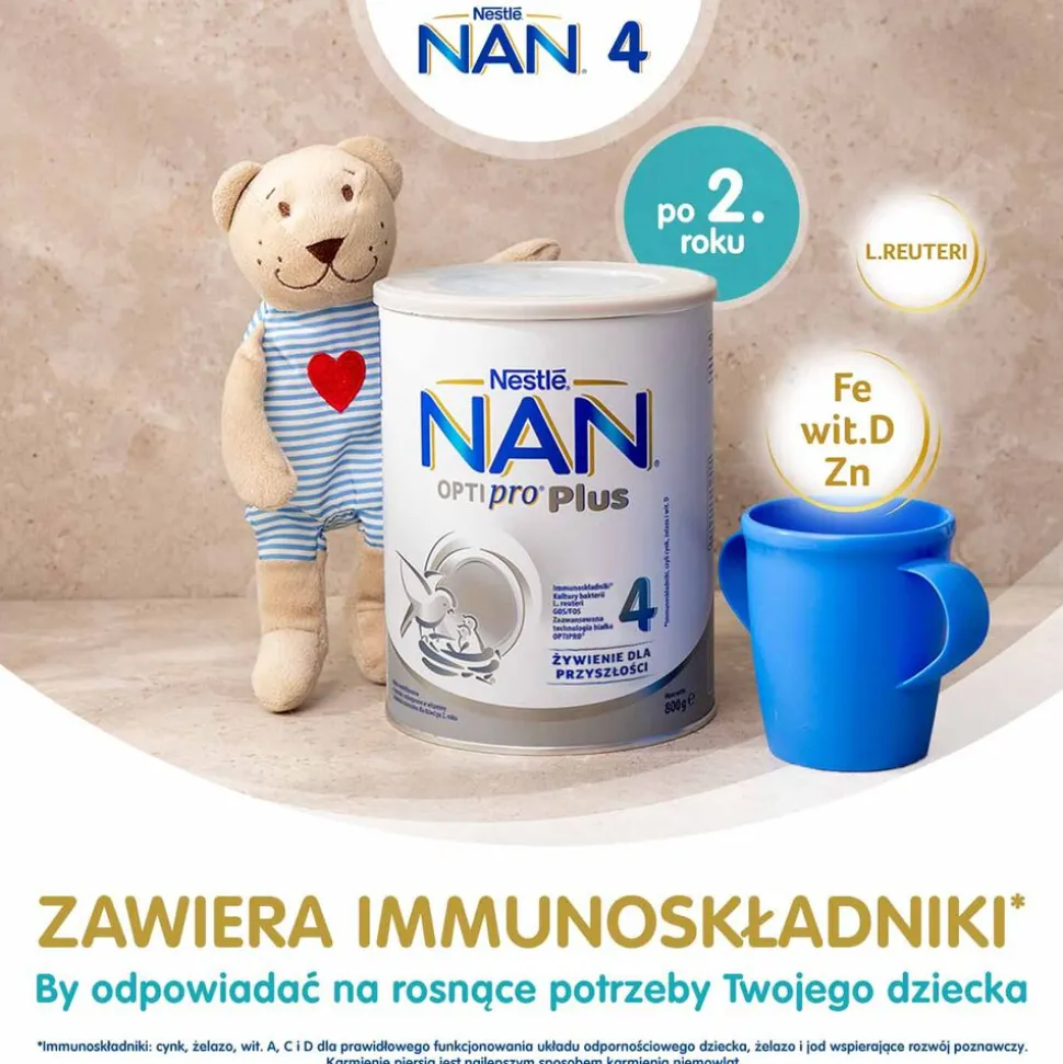 Produkt na bazie mleka NAN Optipro Plus 4, po 2 r.ż., 800 g