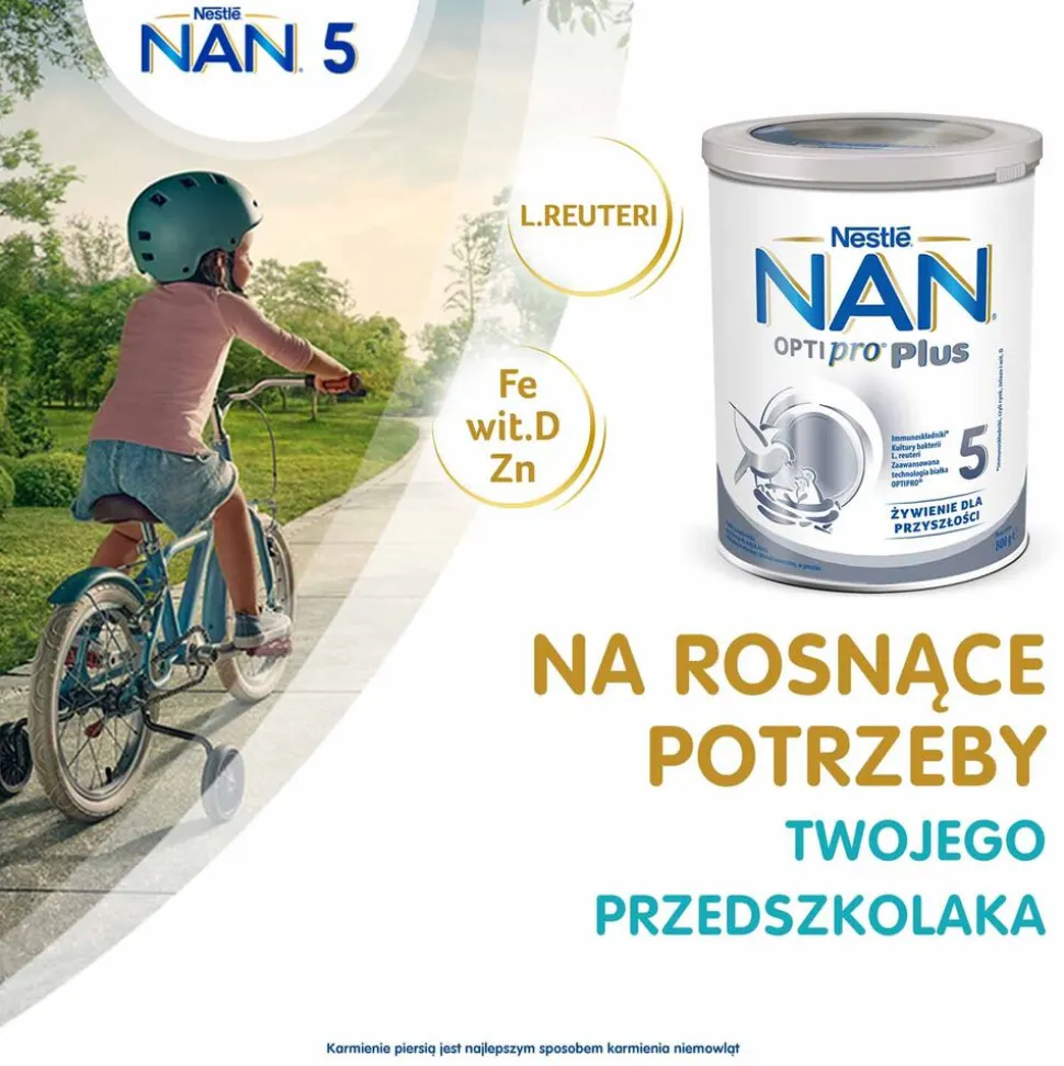 Produkt na bazie mleka NAN Optipro Plus 5, dla małych dzieci, 800 g