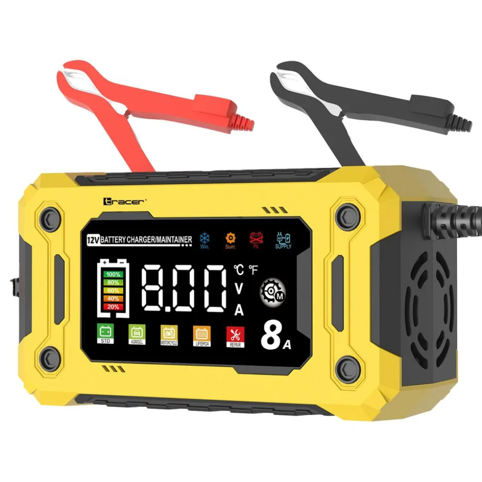 Prostownik automatyczny 12V/8A Tracer DT128, z funkcją diagnozy i regeneracji
