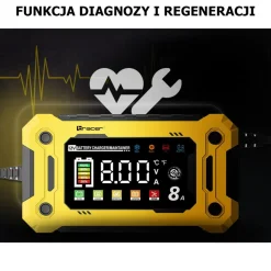 Prostownik automatyczny 12V/8A Tracer DT128, z funkcją diagnozy i regeneracji