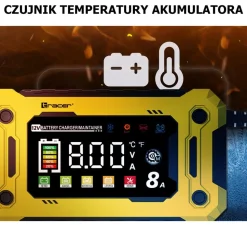 Prostownik automatyczny 12V/8A Tracer DT128, z funkcją diagnozy i regeneracji
