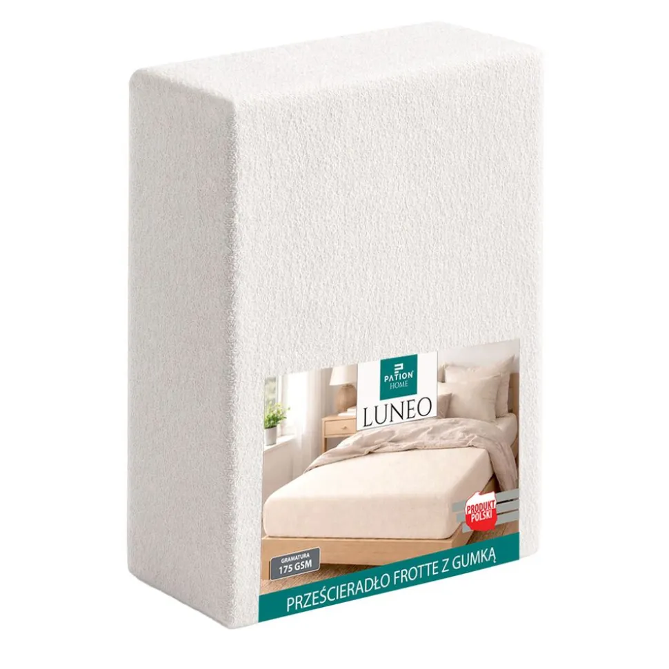 Prześcieradło frotte z gumką 180 x 200 cm Pation Home Luneo, białe