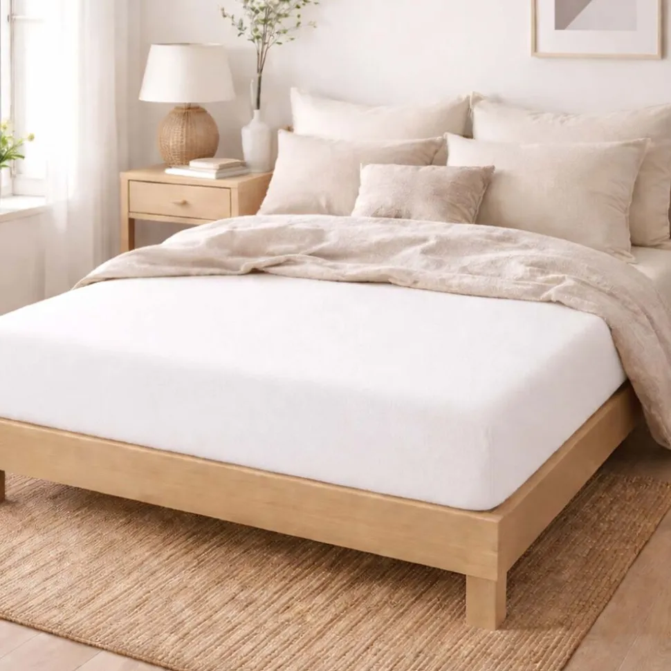 Prześcieradło frotte z gumką 180 x 200 cm Pation Home Luneo, białe