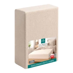 Prześcieradło frotte z gumką 90 x 200 cm Pation Home Luneo, ecru